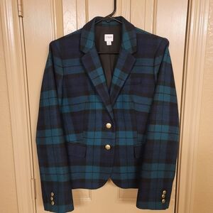 J. Crew Women's Blue Plaid Blazer